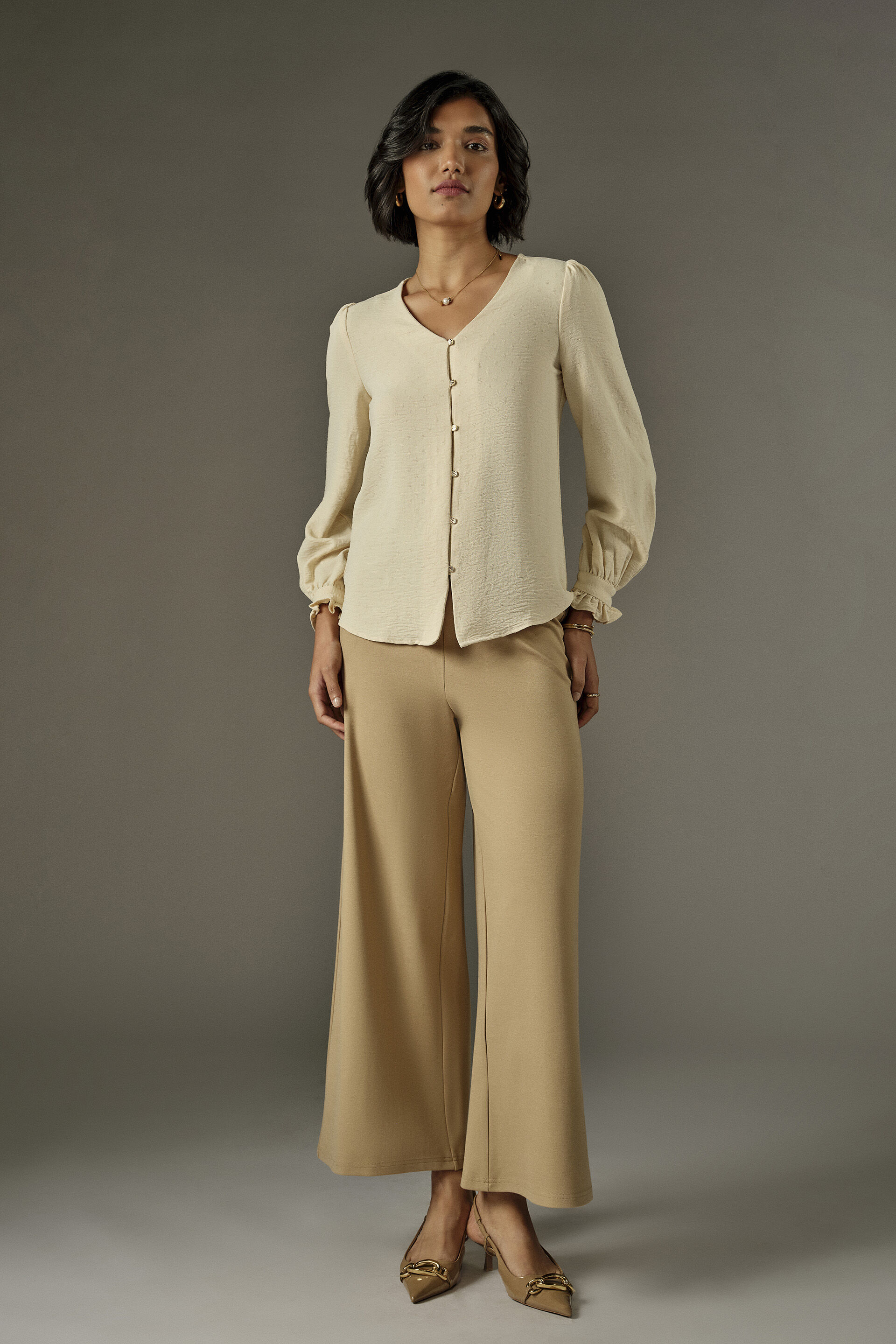 Full Sleeves Top in Cream, Cream, image 2